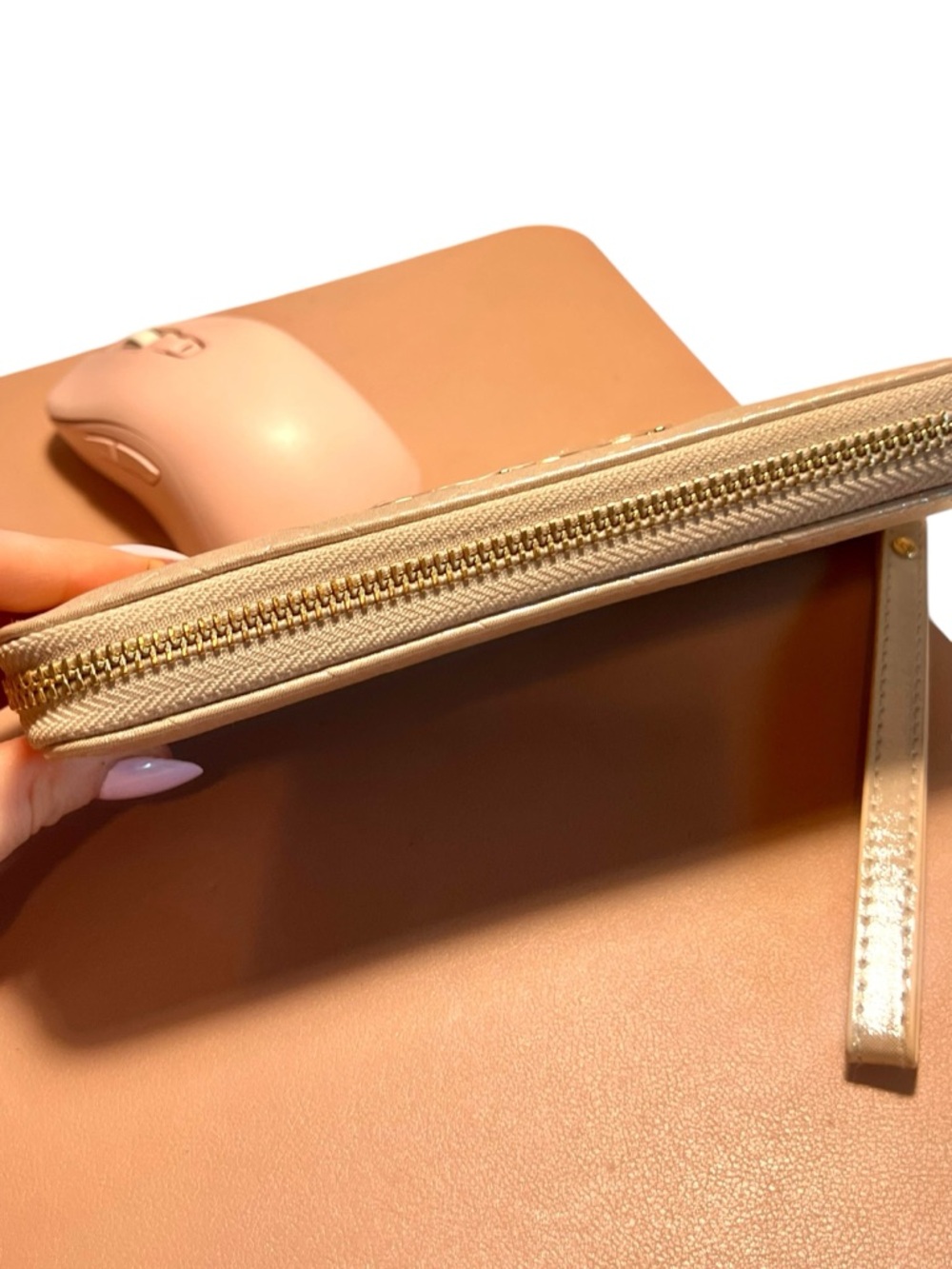 bebe Gold Quilted Zip-Around Wristlet Wallet for Women NEW - Picture 7 of 12